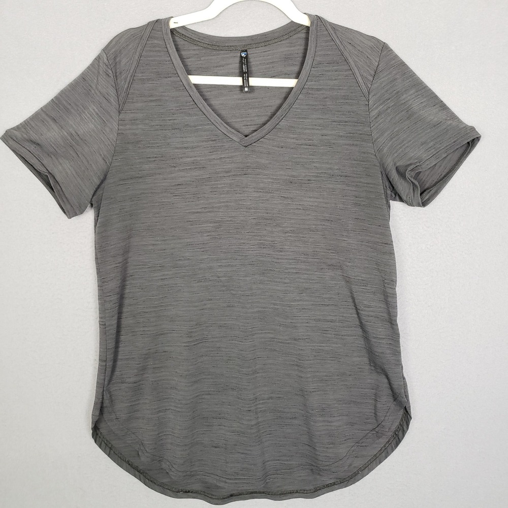 Kuhl Women's Size M V-Neck Tee Shirt Gray Heathered Marled Athleisure Gorpcore